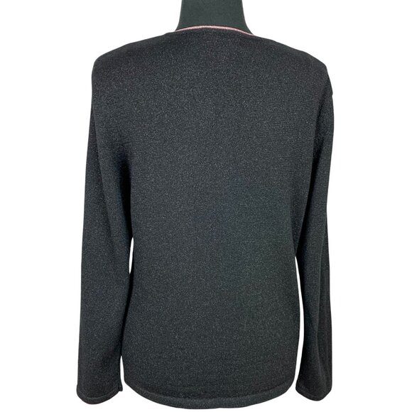 Metallic Black Purple Striped Buttoned Cardigan - Picture 5 of 7